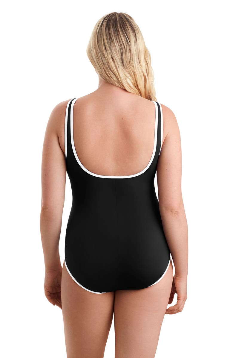 ShapeSolver Sport Side Panel Tank Chlorine Resistant One-Piece Swimsuit, Alternate, color, Black And White