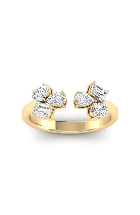 Open Multi Shape Cluster Lab Diamond Ring in 14K