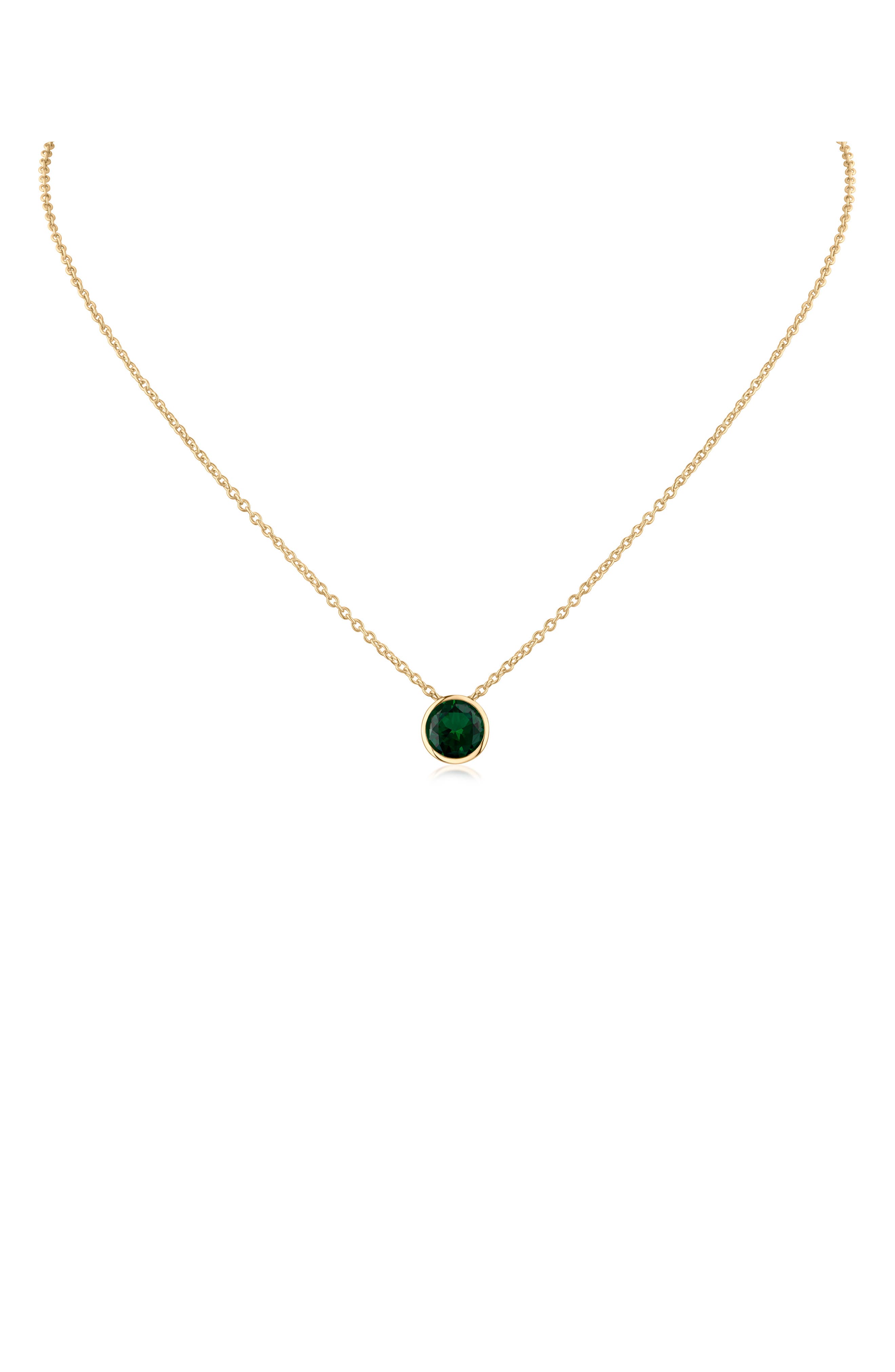 Bezel Birthstone Cubic Zirconia Pendant Necklace