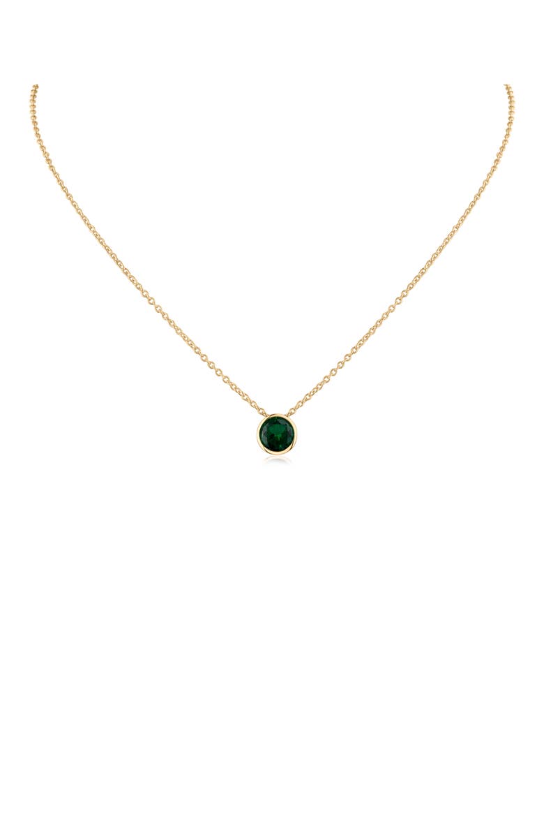 Bezel Birthstone Cubic Zirconia Pendant Necklace, Main, color, EMERALD/ GOLD