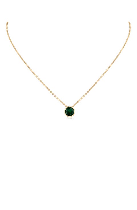 Bezel Birthstone Cubic Zirconia Pendant Necklace