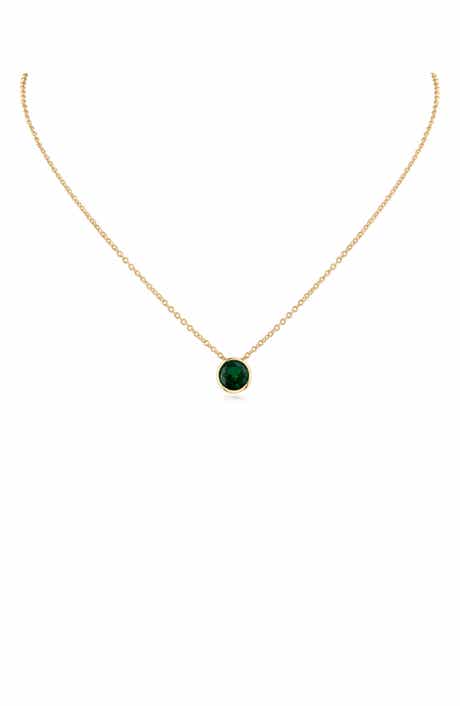 Bezel Birthstone Cubic Zirconia Pendant Necklace