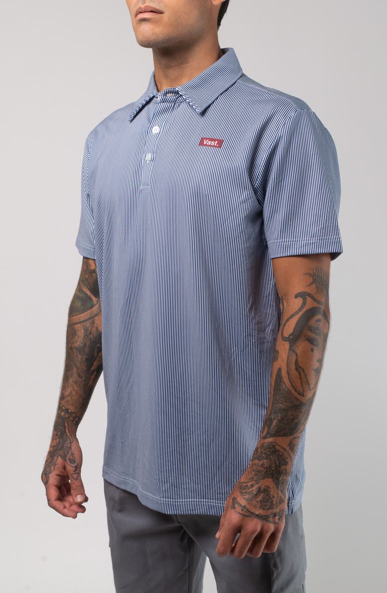 VAST Aqua Terra Linear Stripe Performance Polo, Alternate, color, Navy