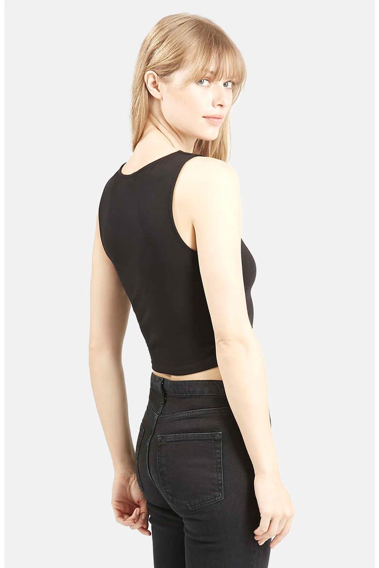 Lace-Up Crop Top, Alternate, color, BLACK