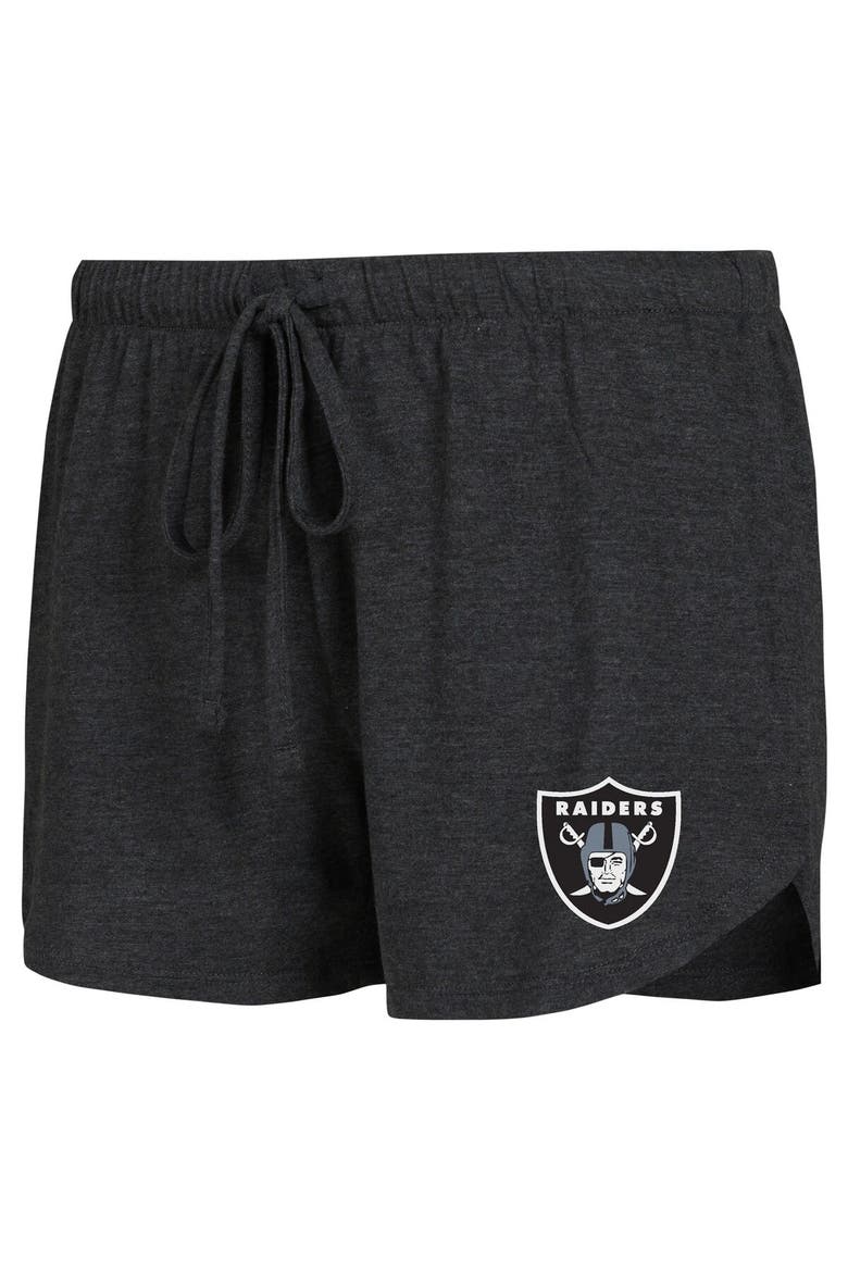 Women's Concepts Sport Black/Charcoal Las Vegas Raiders Raglan Long Sleeve T-Shirt & Shorts Lounge Set, Alternate, color, Black