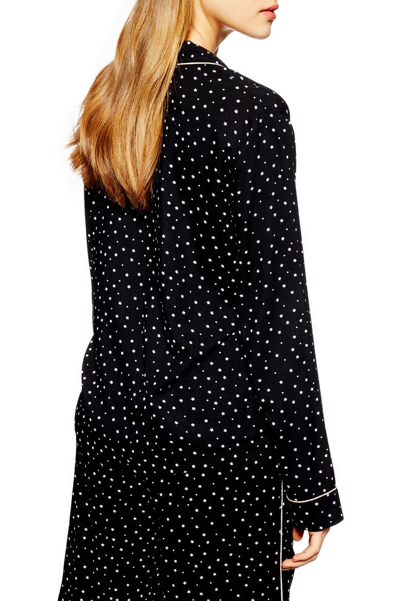 Star Print Pajama Shirt, Alternate, color, BLACK MULTI