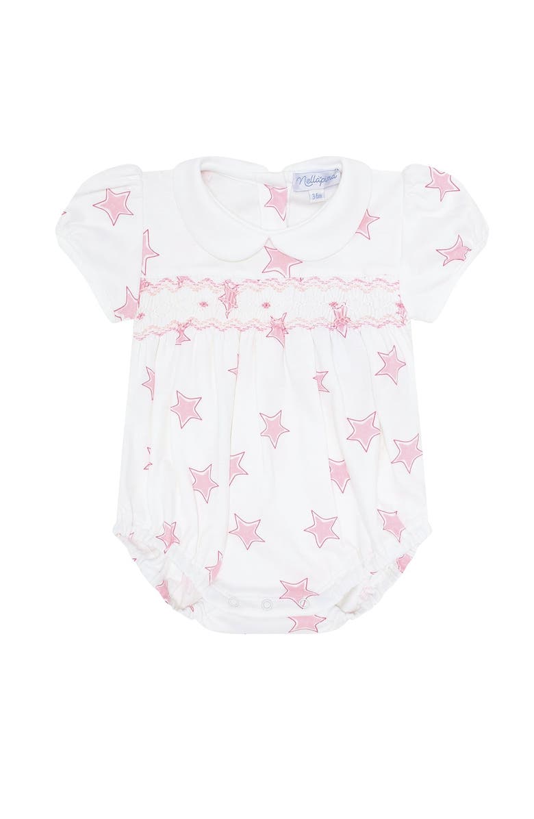 Nellapima Pink Stars Print Smocked Bubble - Baby, Main, color, Pink