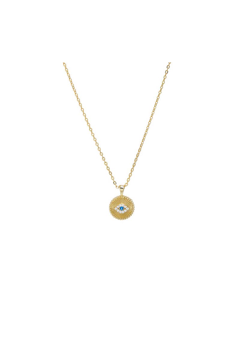 BY ADINA EDEN CZ Evil Eye Disc Pendant Necklace, Main, color, Gold