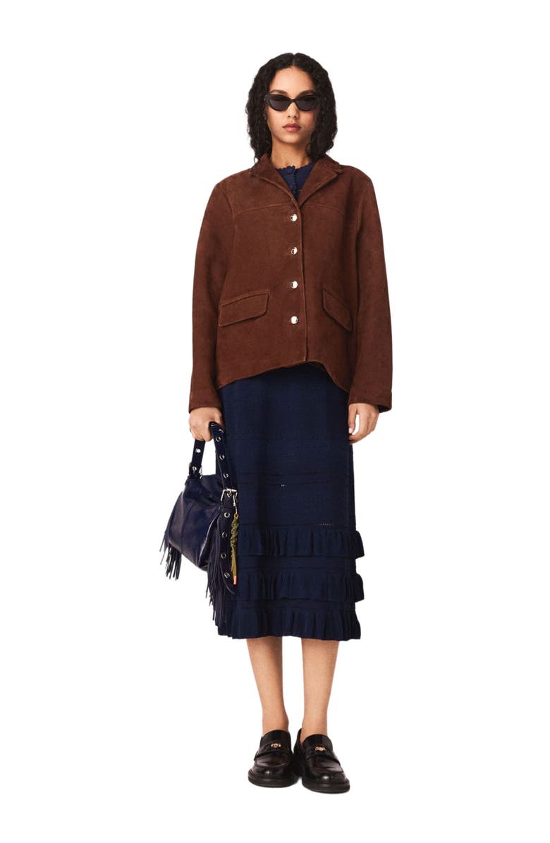 maje Suede jacket, Main, color, Chocolate Brown