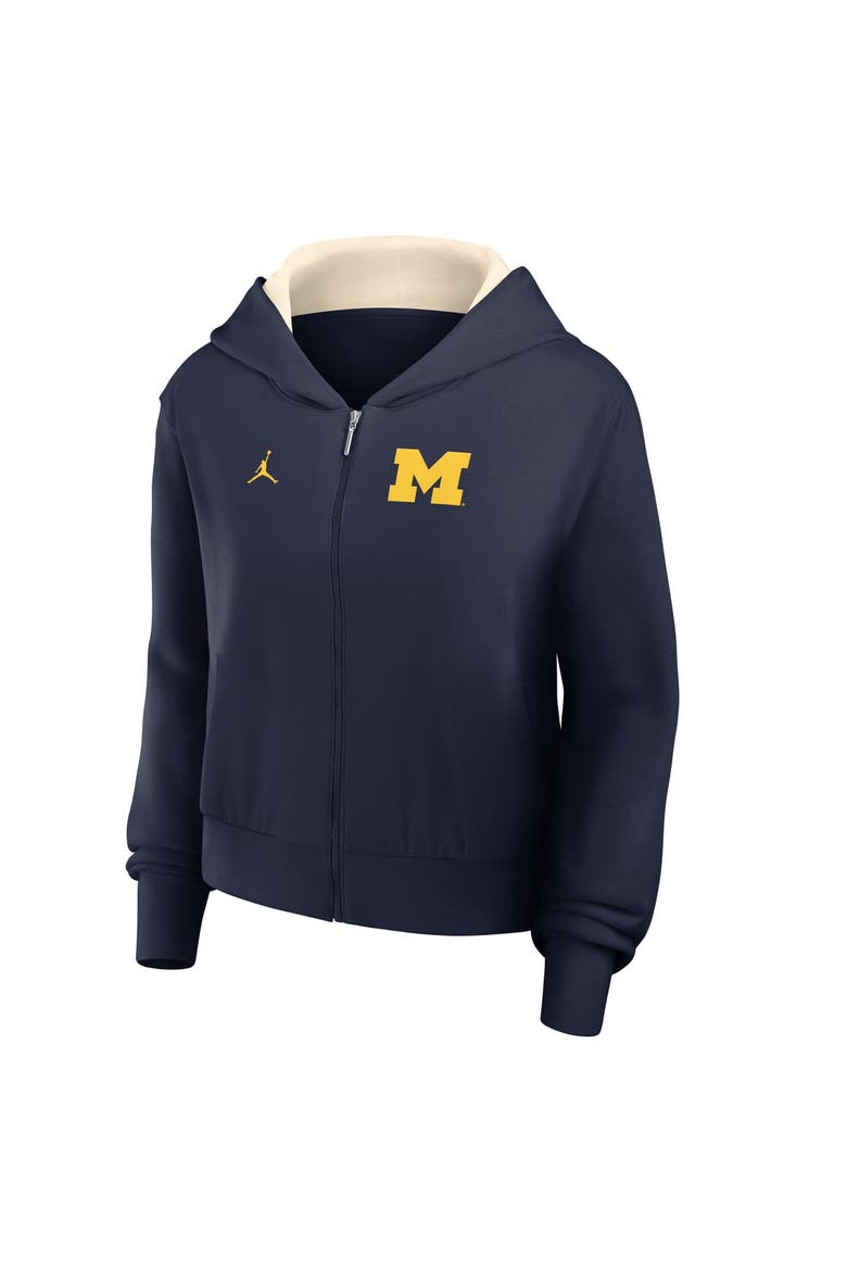 Women's Jordan Brand Navy Michigan Wolverines Mantra Cropped Full-Zip Hoodie, Alternate, color, Navy