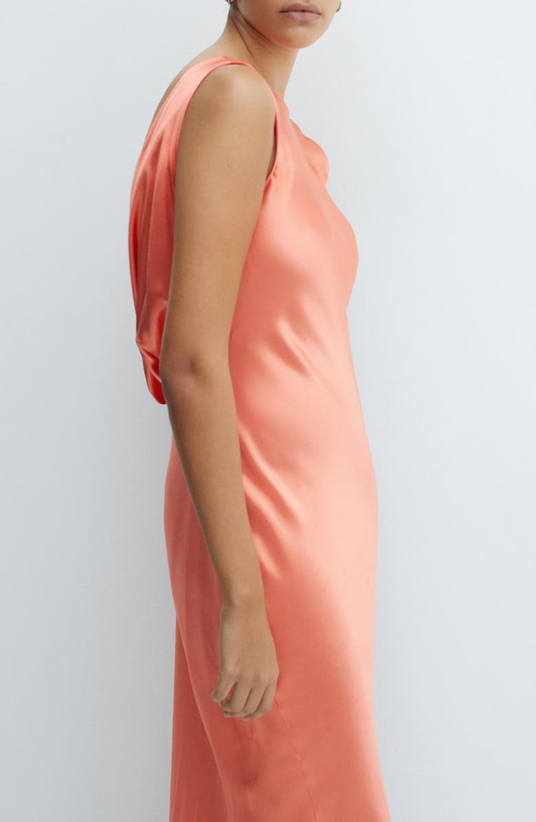 MANGO Draped Back Satin Maxi Dress, Alternate, color, Bright Red