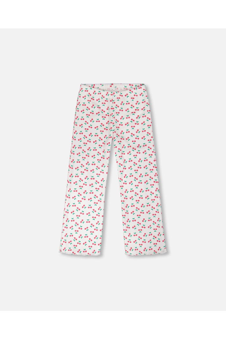 Rib Flare Leg Cherries Leggings, Main, color, White with Cherry Print