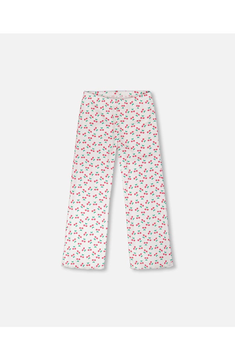 Deux par Deux Rib Flare Leg Cherries Leggings, Main, color, White With Cherry Print