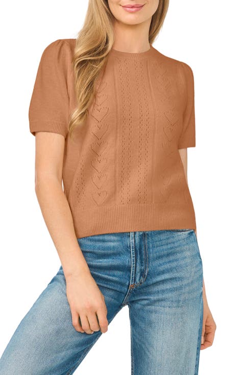 Short Sleeve Pointelle Sweater
