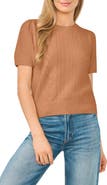 CeCe Short Sleeve Pointelle Sweater