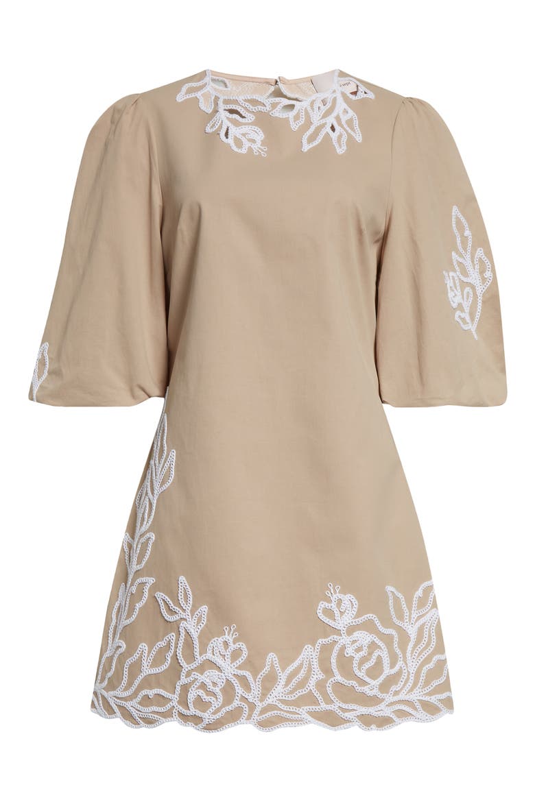Trailing Peonies Aura Cotton Dress, Alternate, color, KHAKI/ WHITE