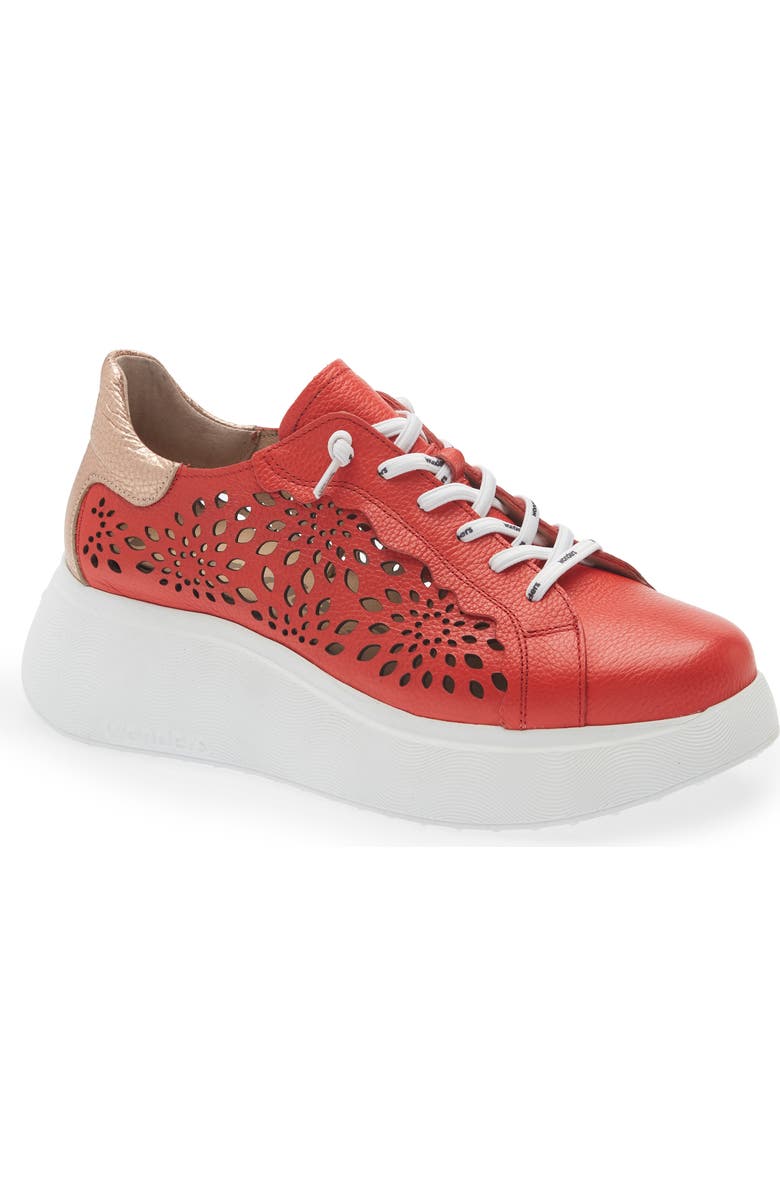 Wonders Laser Cutout Platform Sneaker, Main, color, Flame/ Rame
