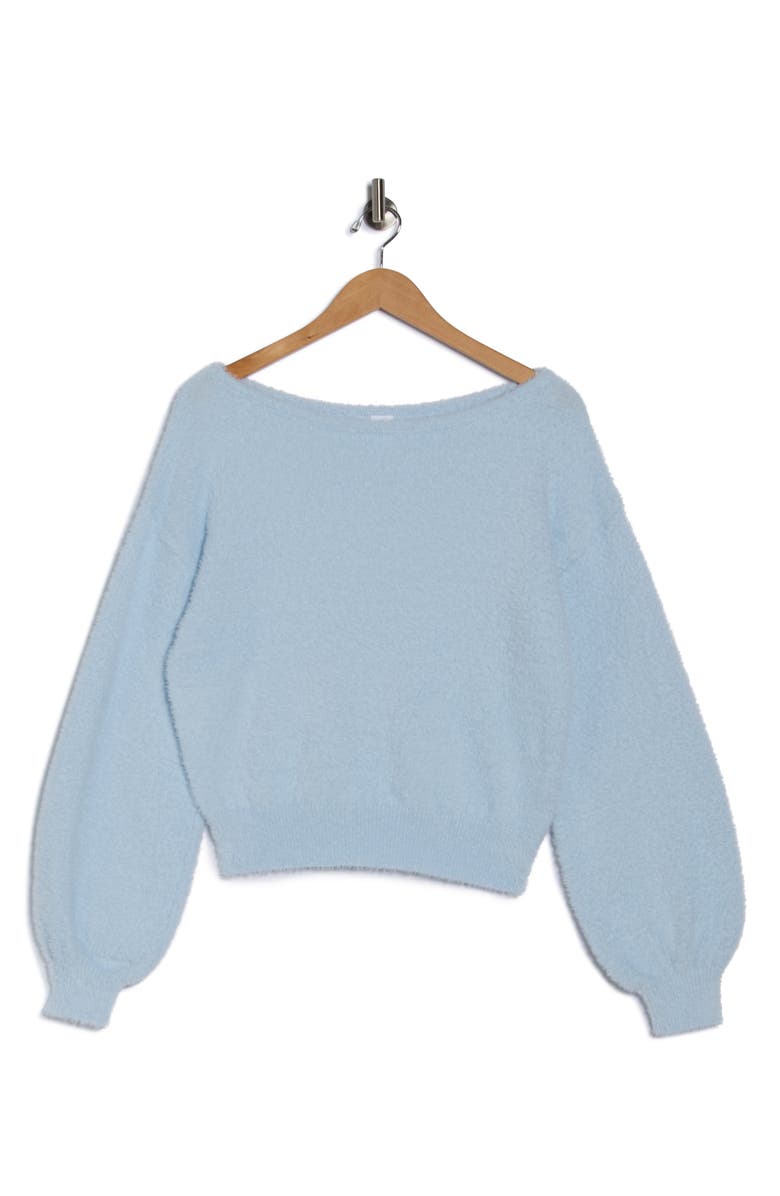 Abound Eyelash Knit Off-the-Shoulder Sweater, Alternate, color, Blue Skyride