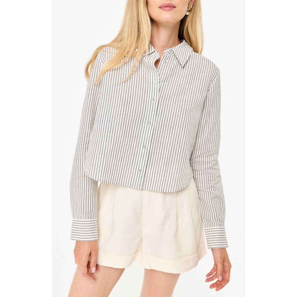 Shop Cami Nyc Monty Stripe Cotton & Linen Button-up Shirt