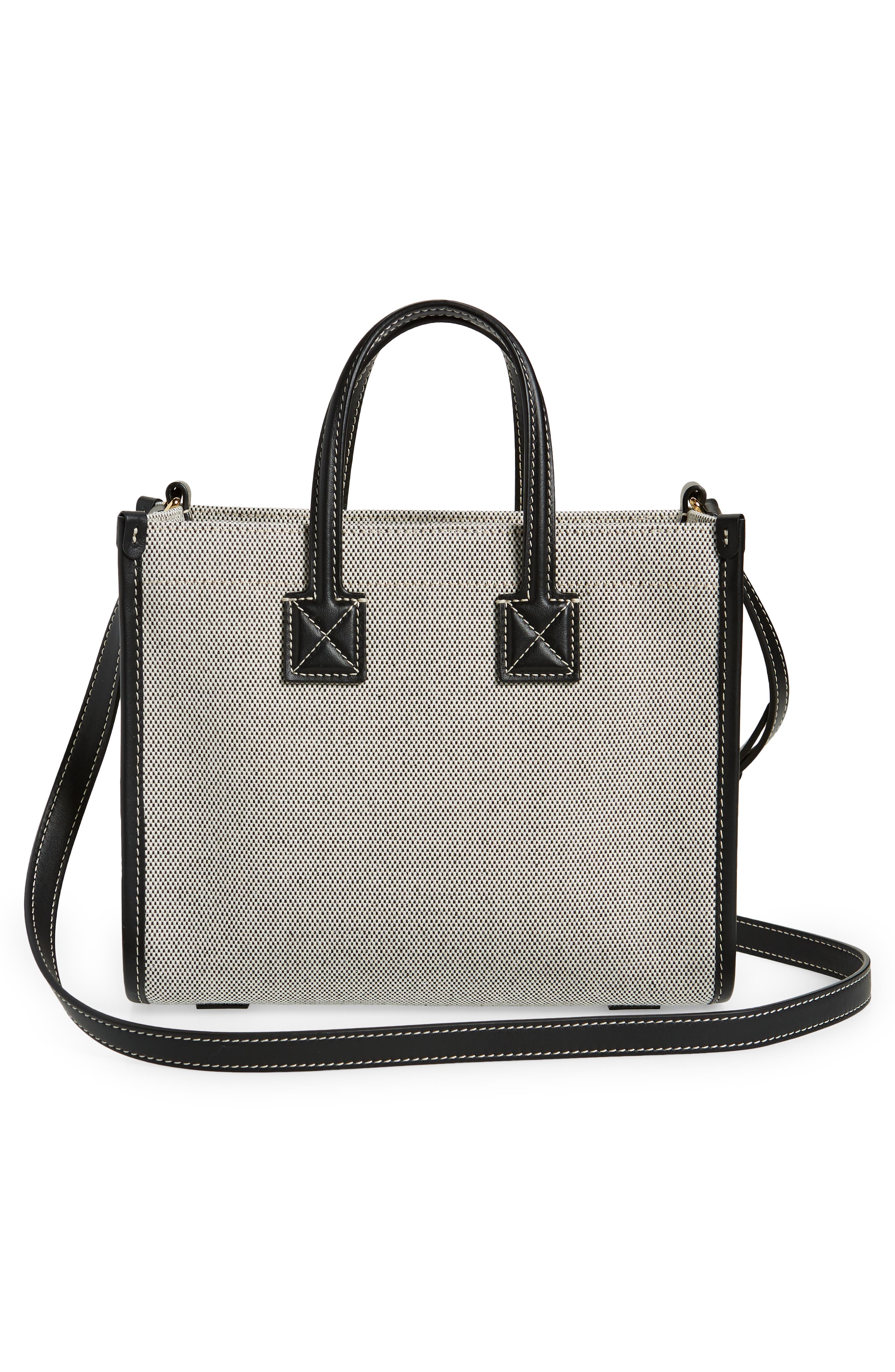 Burberry Mini Freya Horseferry Logo Canvas Tote, Alternate, color, 