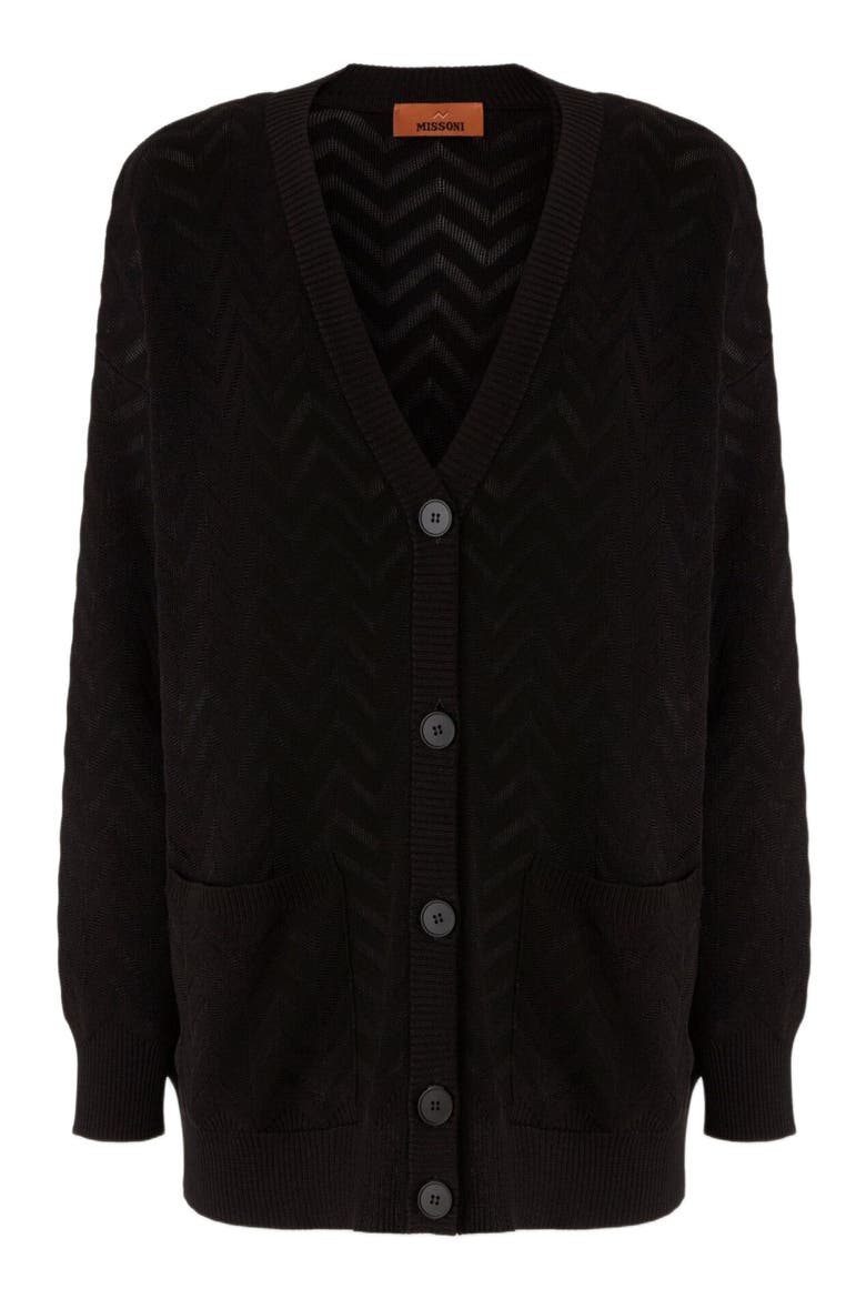Tonal Chevron Oversized Cardigan, Alternate, color, Black