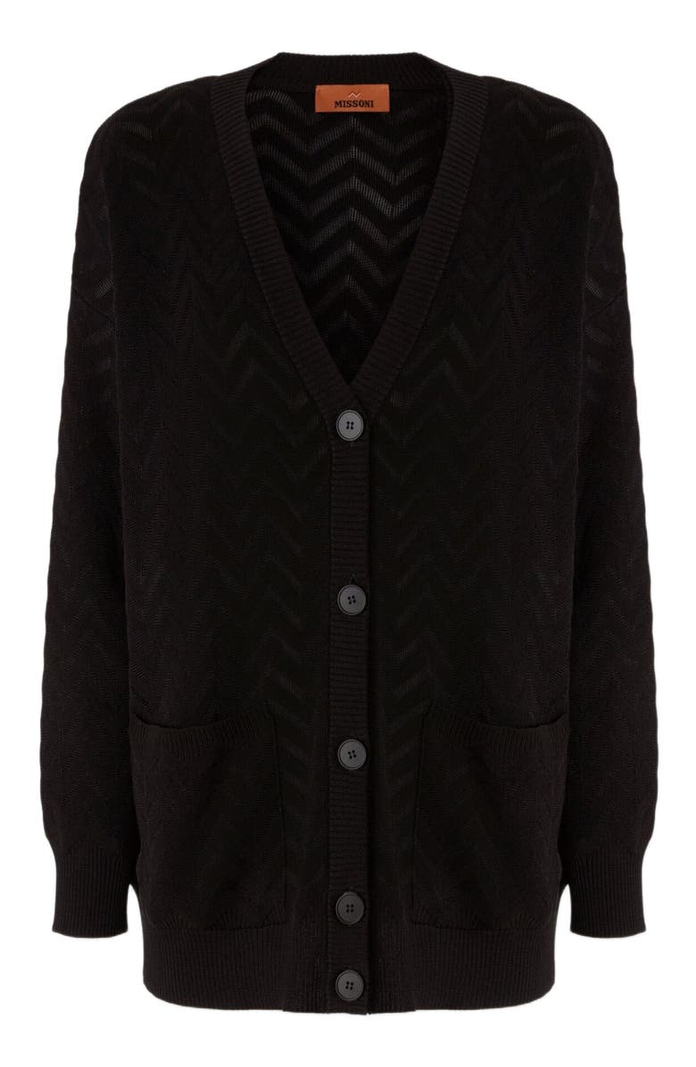 Missoni Tonal Chevron Oversized Cardigan, Alternate, color, Black