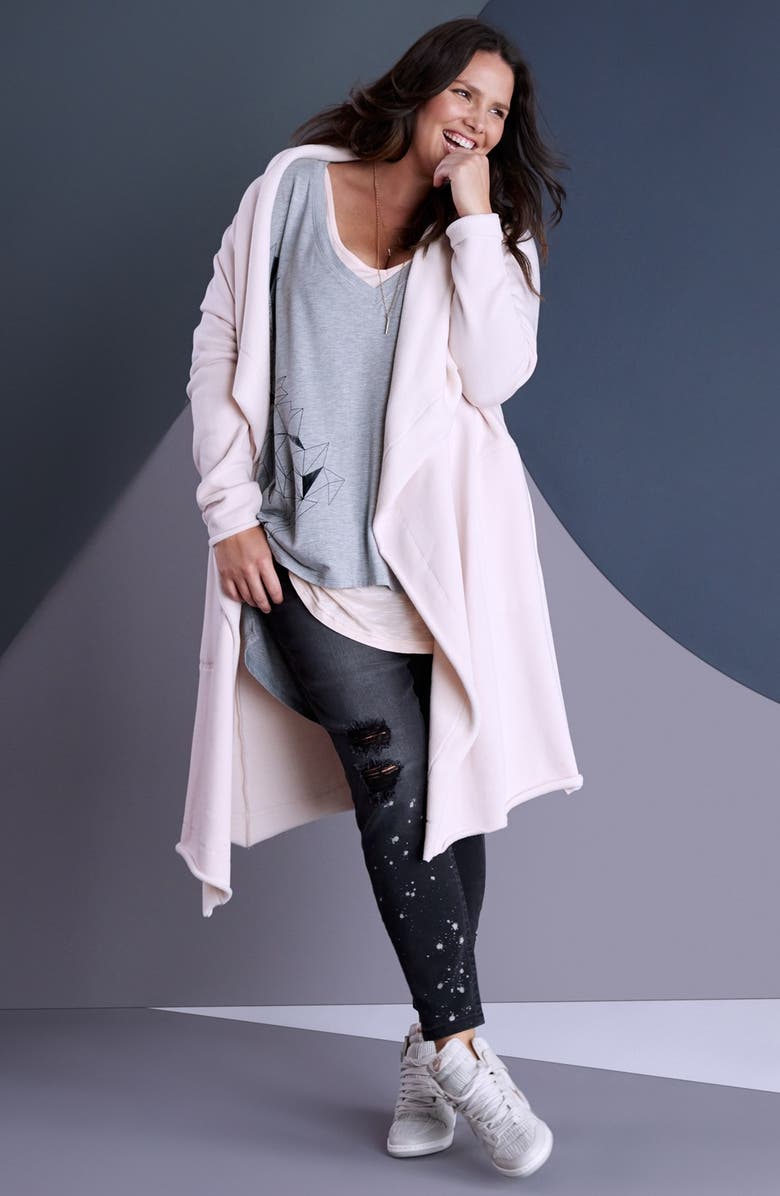 Melissa McCarthy Seven7 Distressed High Waist Stretch Pencil Jeans, Alternate, color,