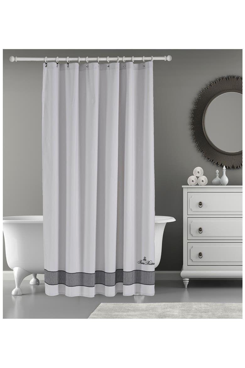 Border Shower Curtain, Alternate, color, SILVER