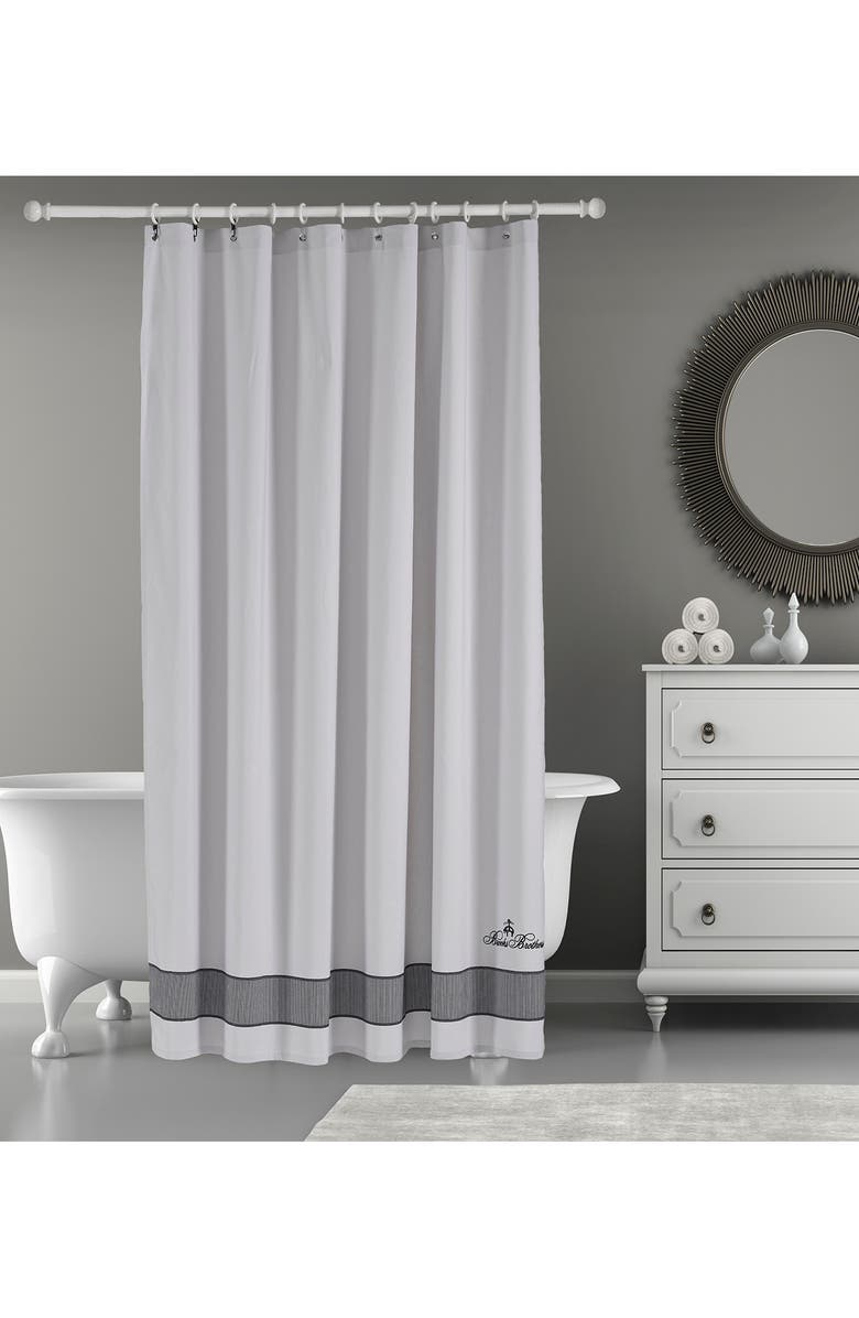 Brooks Brothers Border Shower Curtain, Alternate, color, Silver