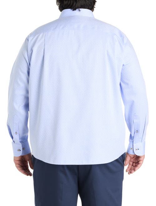 Untuckit Fit By Dxl Big & Tall Wainwright Wrinkle-free Geometric Sport Shirt In Blue