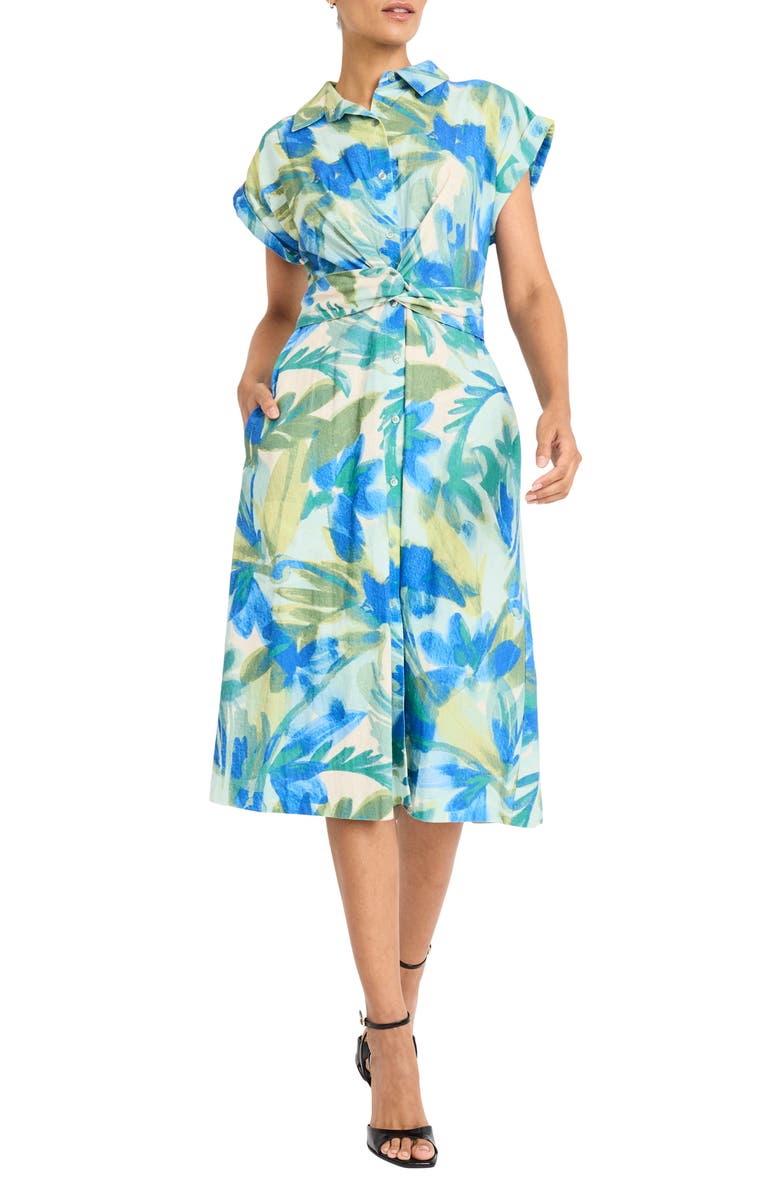 Maggy London Linen Blend Shirtdress, Main, color, 