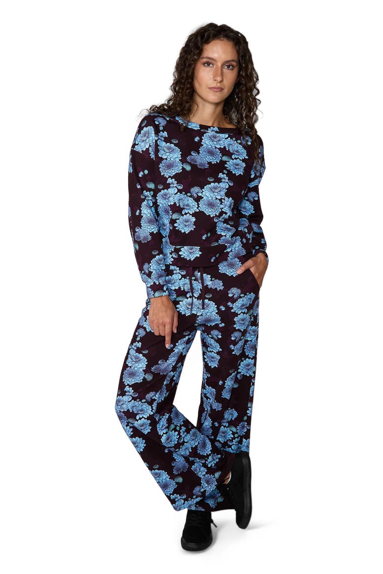 Paige Wide Leg Brushed Knit Pant, Alternate, color, Serious Floral Plum