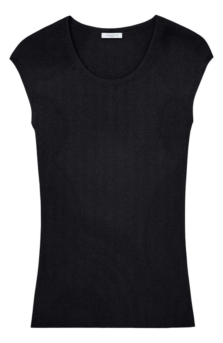 Lafayette 148 New York Cap Sleeve Rib Knit Top, Alternate, color, 