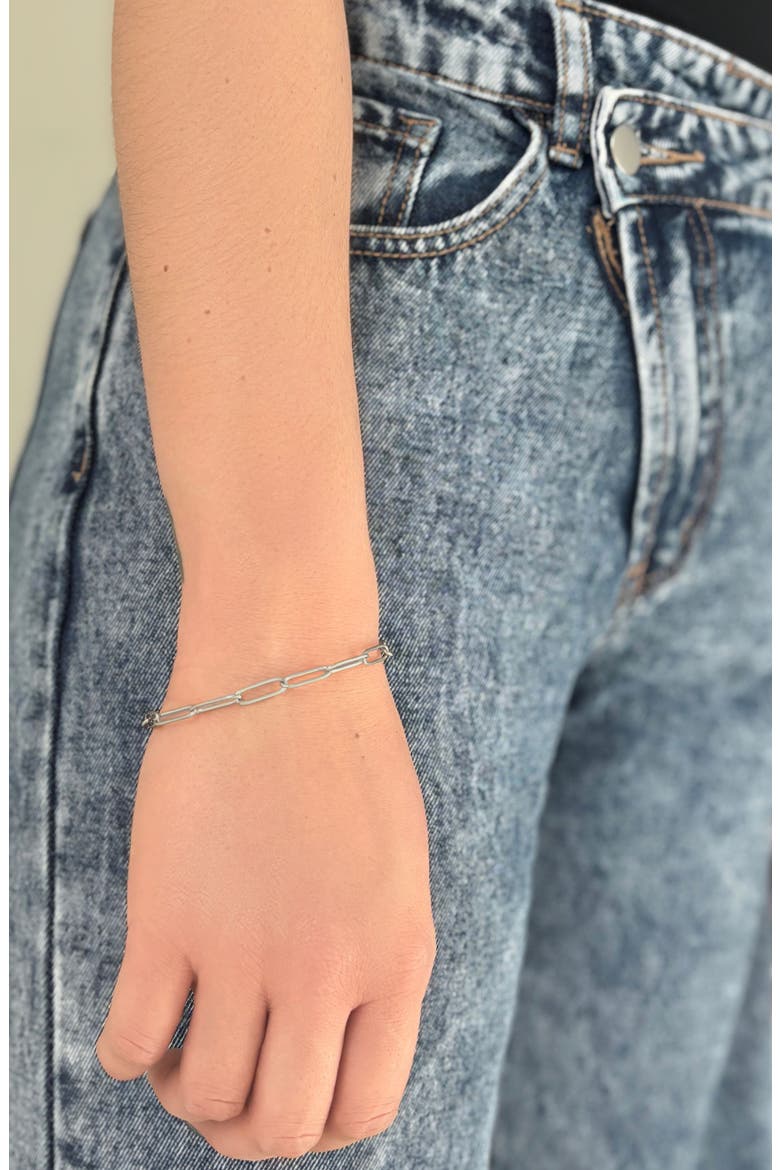 Water Resistant Paper Clip Chain Bracelet, Alternate, color, SILVER