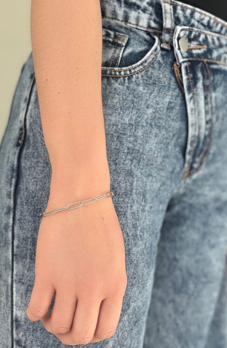 Adornia Water Resistant Paper Clip Chain Bracelet, Alternate, color, Silver