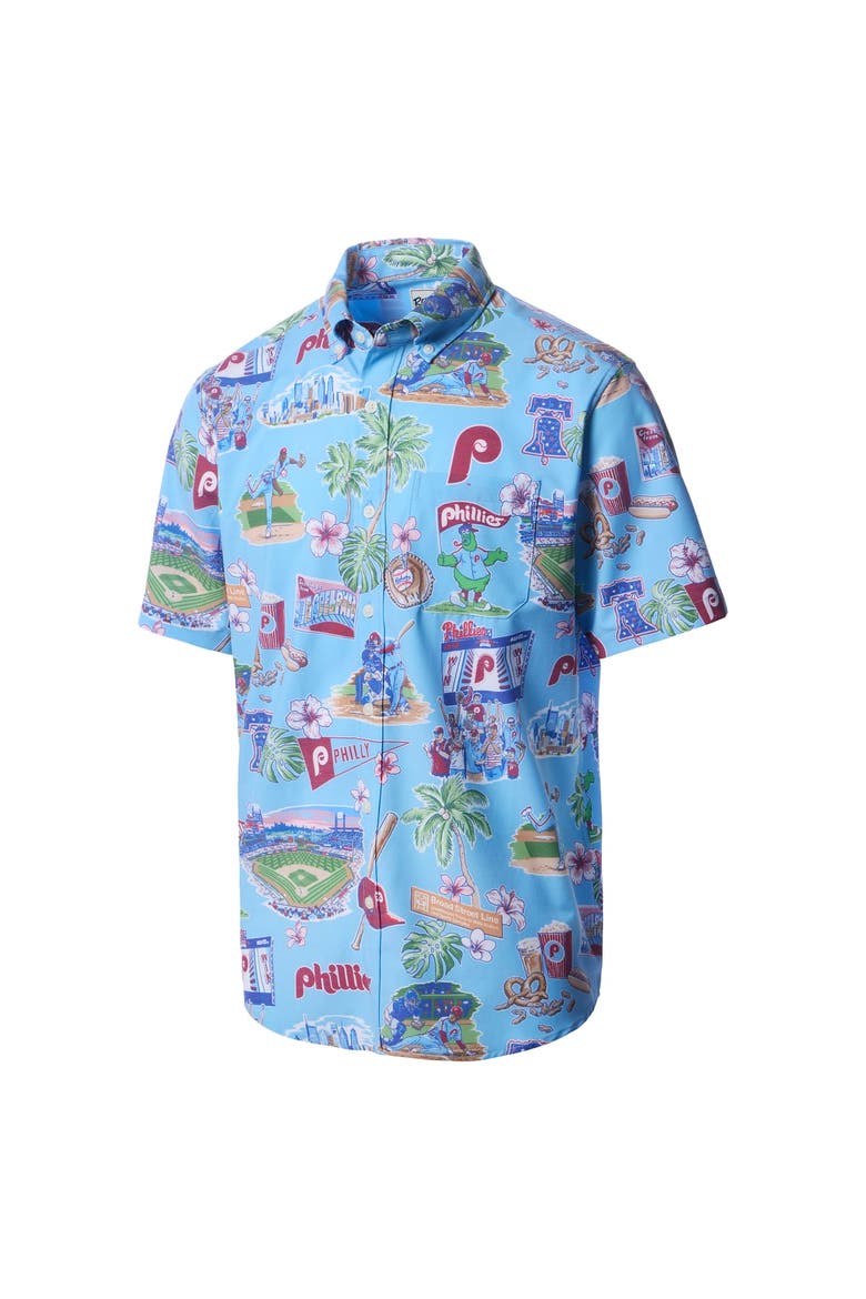 Men's Reyn Spooner Light Blue Philadelphia Phillies Big & Tall Scenic Performance Tri-Blend Aloha Button-Down Shirt, Alternate, color, Light Blue