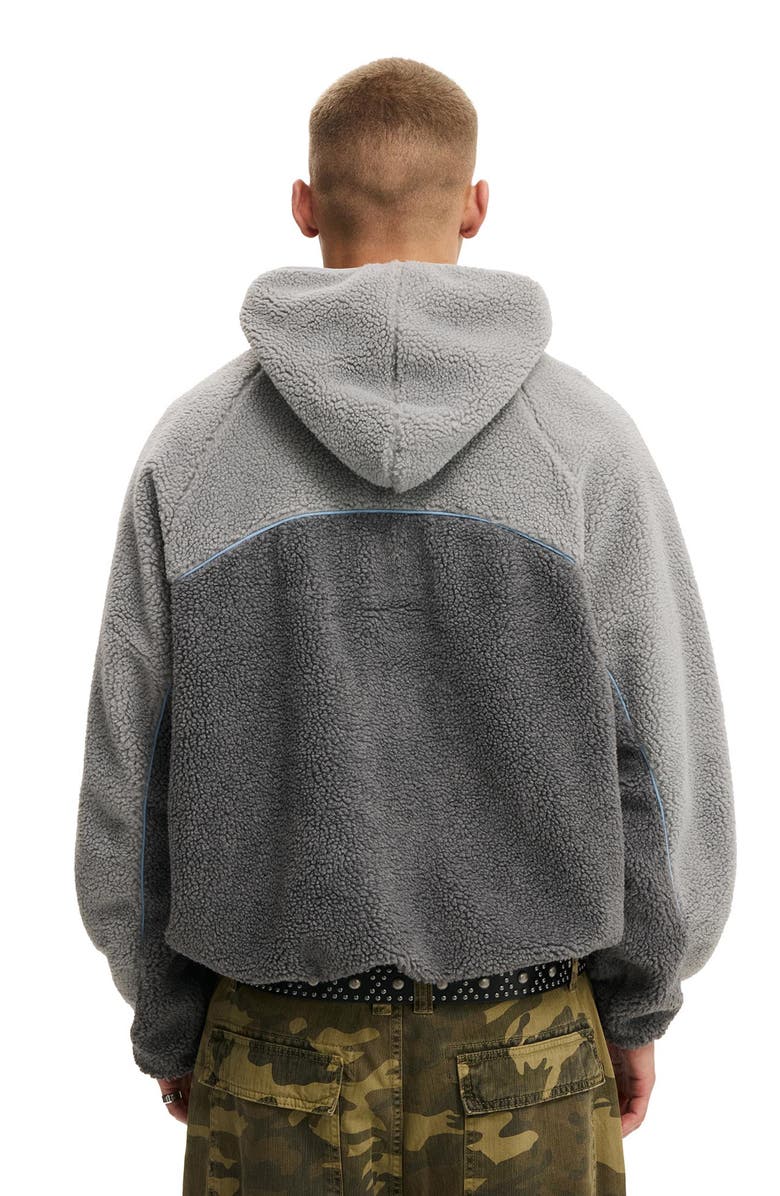 Cotton On Men's Hooded Teddy Jacket, Alternate, color, Grey Panelling