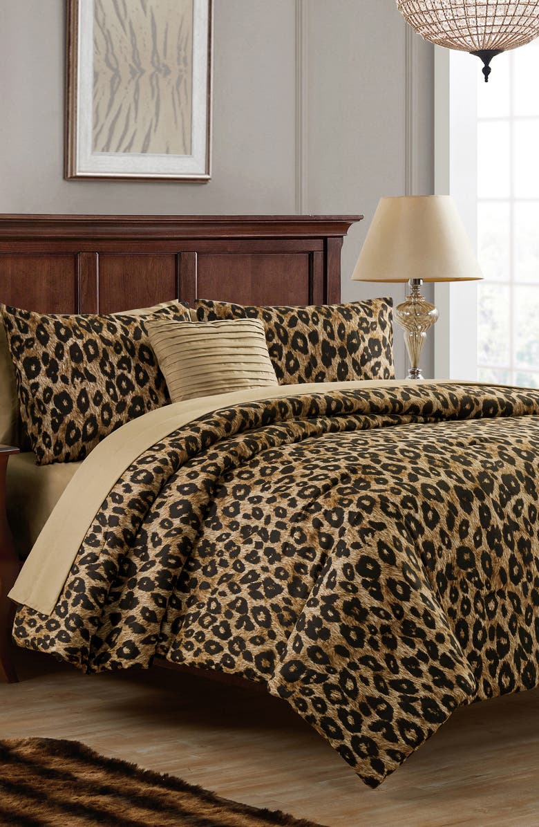 VCNY HOME Cheetah Print 8-Piece Reversible Comforter & Shams Set, Alternate, color, Brown