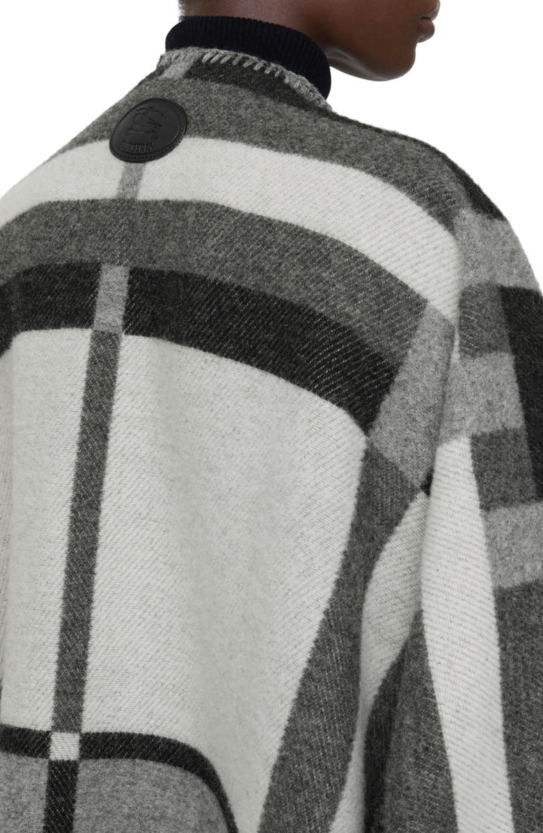 Burberry Colorblock Stripe Wool Cape, Alternate, color, Chalk