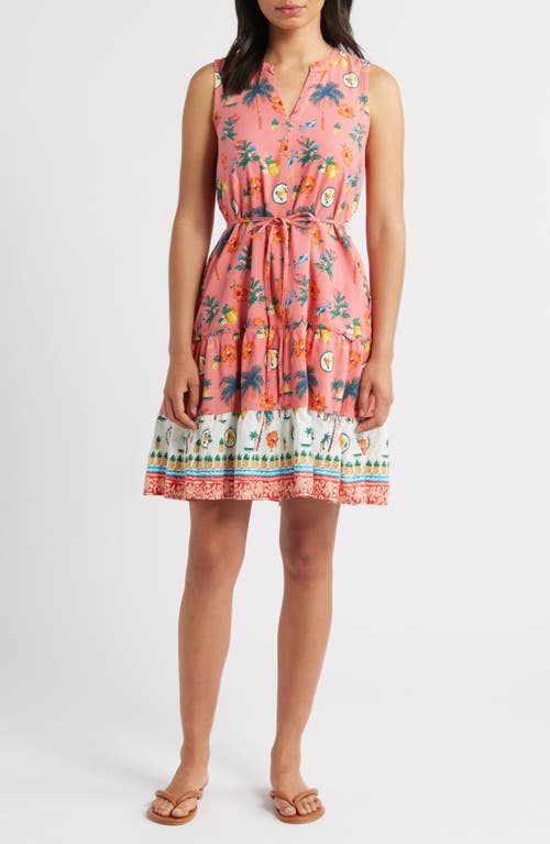 beachlunchlounge Atlas Print Sleeveless Tiered Dress in Isla Verde  product