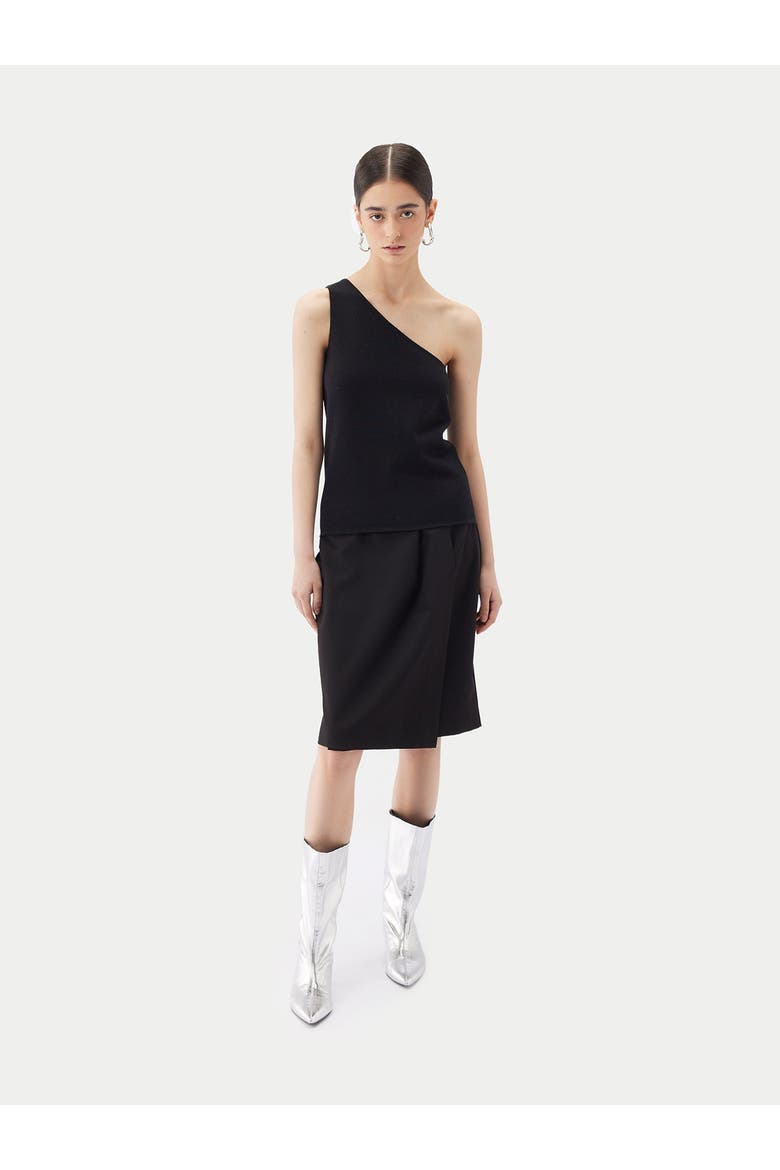 Cashmere Silk Sleeveless Asymmetric Top, Alternate, color, black