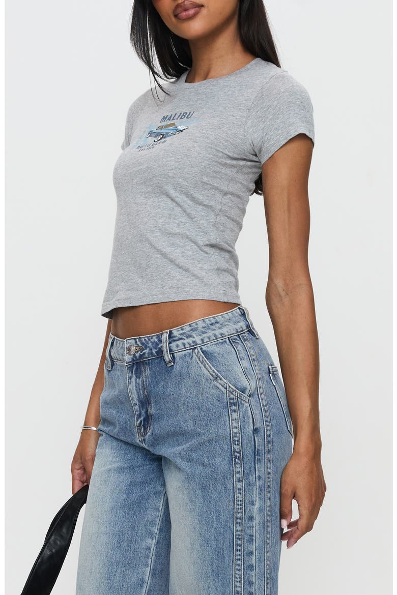 Malibu Moto Club Crop Graphic T-Shirt, Alternate, color, GREY