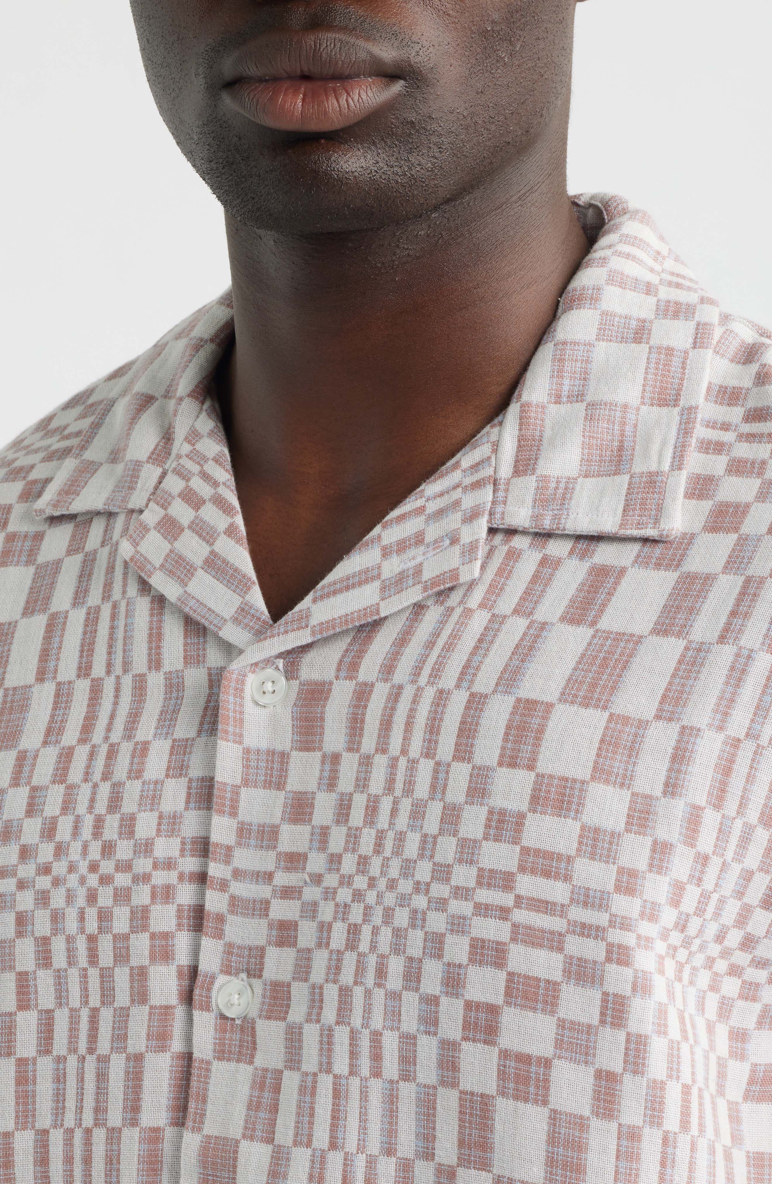 High Focus Moire Print Cotton Camp Shirt - image 2