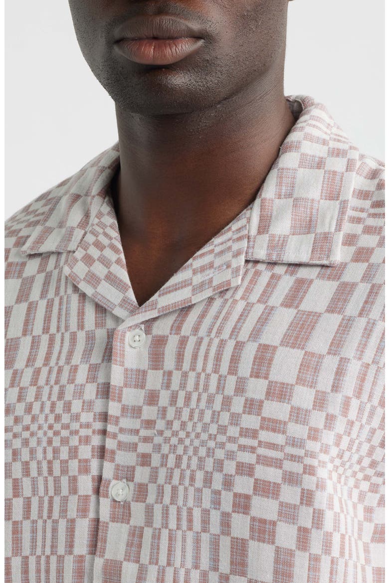 High Focus Moiré Print Cotton Camp Shirt, Alternate, color, DUSK