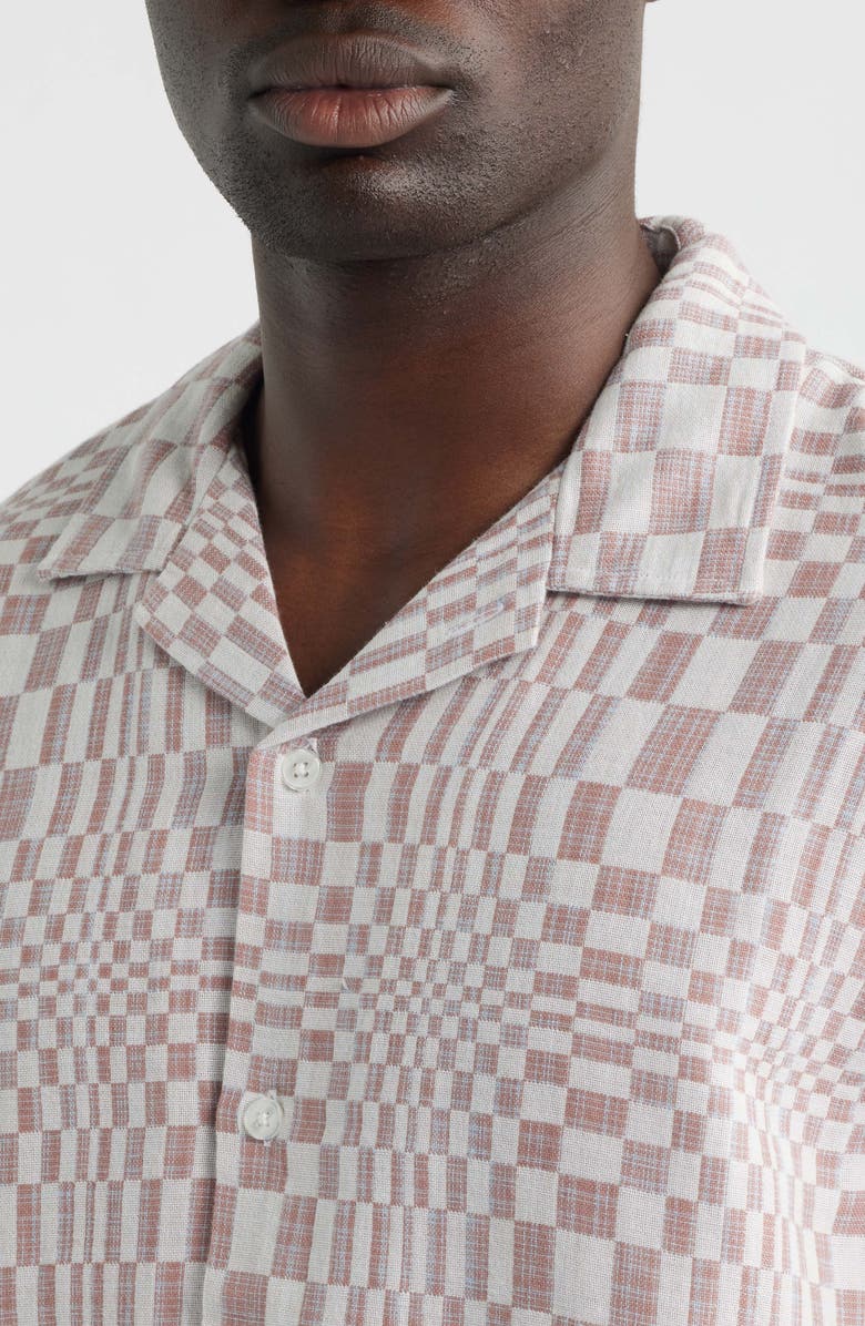 Corridor High Focus Moiré Print Cotton Camp Shirt, Alternate, color, Dusk