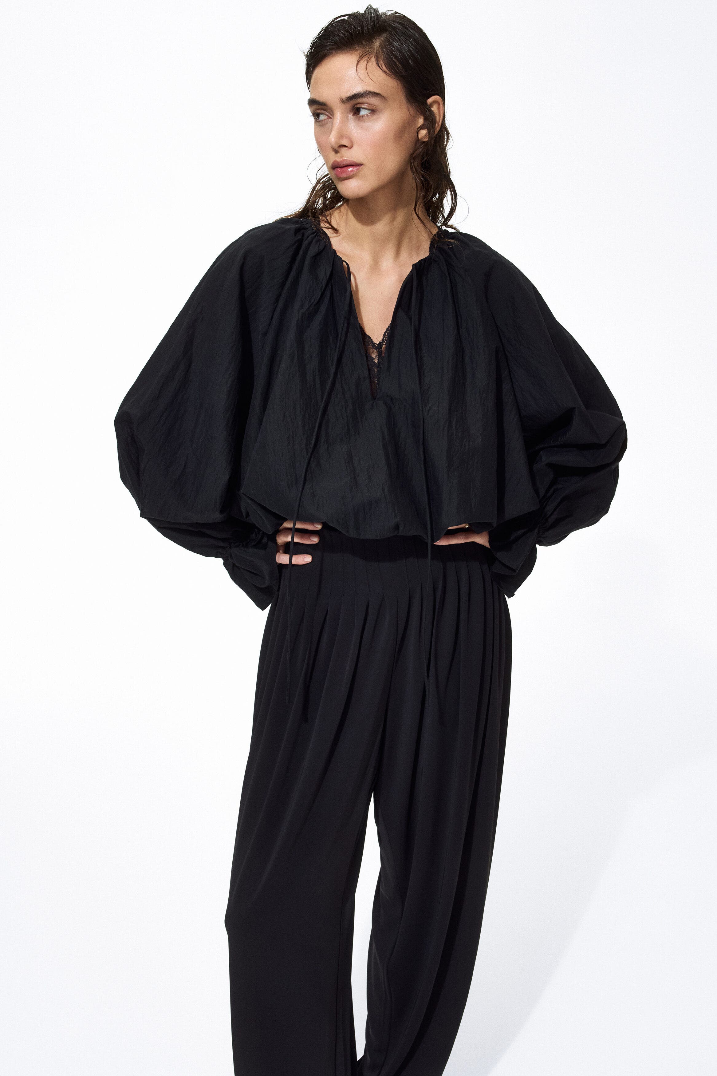 Pleated Barrel-leg Trousers - image 2