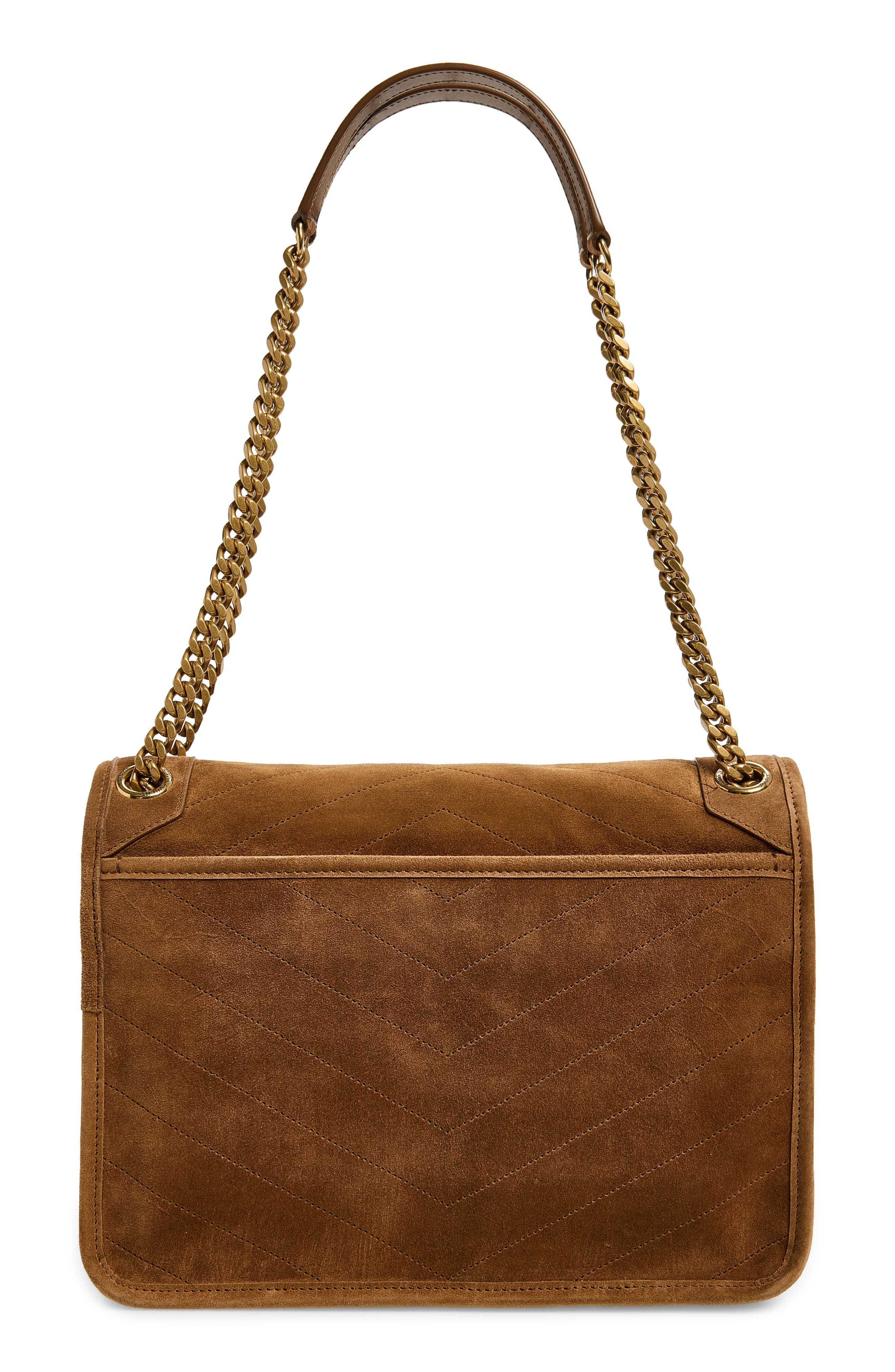 Medium Niki Suede Shoulder Bag, Alternate, color, CARAMEL COGNAC