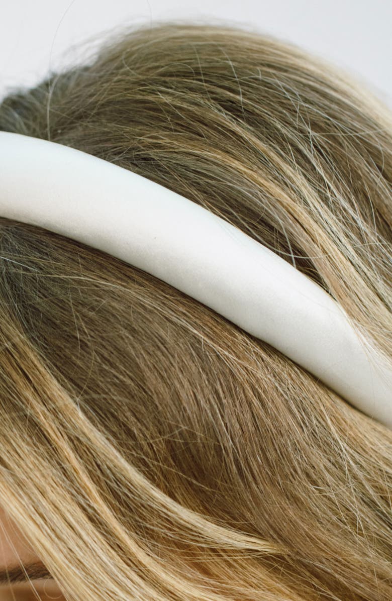 Jennifer Behr Tori Hammered Silk Headband, Alternate, color, Cream