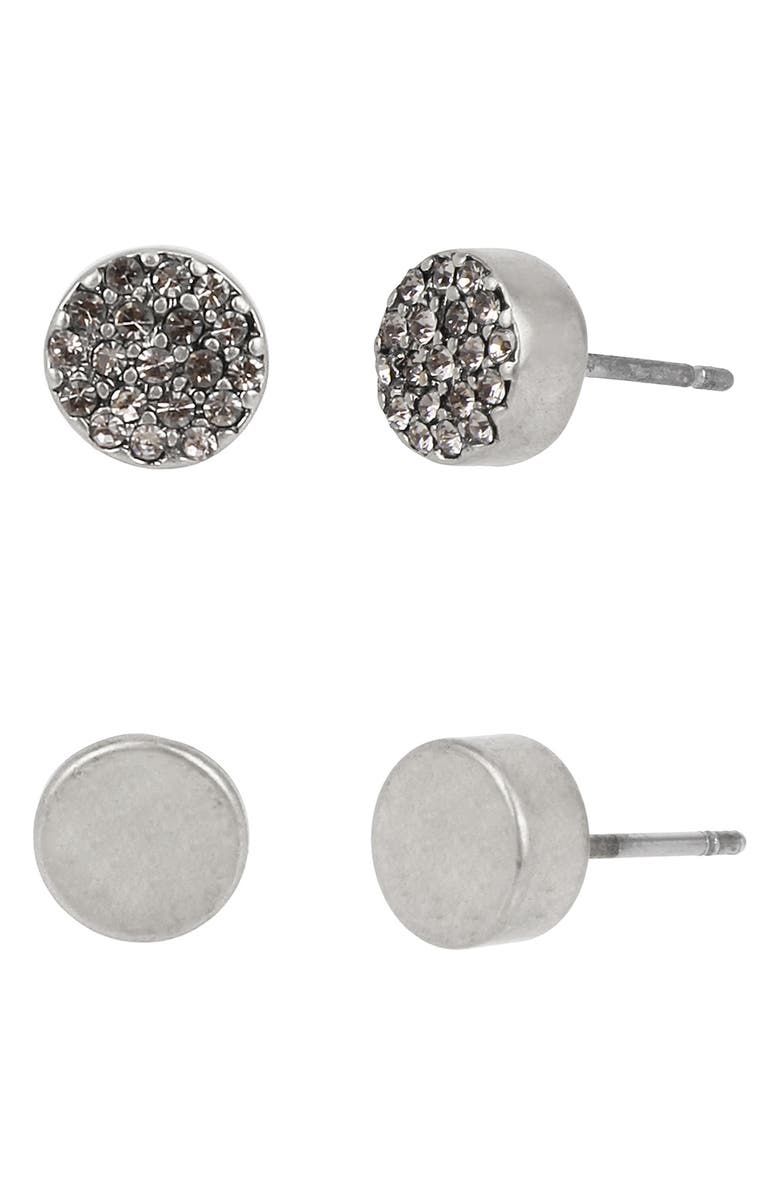 AllSaints 2-Pair Smooth & Pavé Stud Earrings, Main, color,