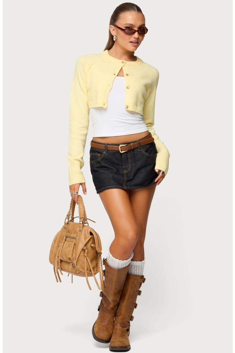 Morgynne Crop Cardigan, Alternate, color, YELLOW
